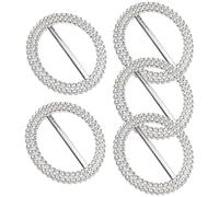 50mm Silver Round Slider Buckle 5 Pcs - Elegant Crystal-Look Plastic Buckle with Diamante-Style Like Cut Finish for DIY Crafts, Chair Sashes, Napkin Rings, Decorations, Art & Fashion Accessories