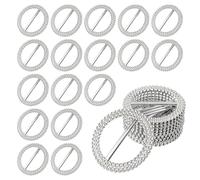 50mm Silver Round Slider Buckle 50 Pcs - Elegant Crystal-Look Plastic Buckle with Diamante-Style Like Cut Finish for DIY Crafts, Chair Sashes, Napkin Rings, Decorations, Art & Fashion Accessories