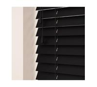 New Edge Blinds 50Mm Slat Black Real Wood Venetian Blind With Strings 120Cm Drop 150Cm Wide, Black