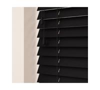 50mm Slat Black Real Wood Venetian Blind With Strings 120Cm Drop 175Cm Wide