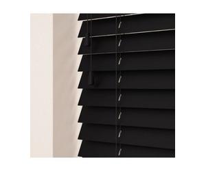 50mm Slat Black Real Wood Venetian Blind With Strings 120Cm Drop 225Cm Wide