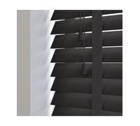50mm Slat Black Real Wood Venetian Blind With Tapes 120cm Drop, 75cm