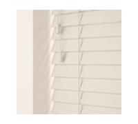 50mm Slat Cream Real Wood Venetian Blind With Strings 120cm Drop