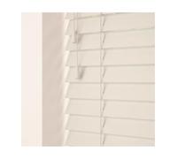 50mm Slat Cream Real Wood Venetian Blind With Strings 120cm Drop
