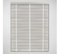 50mm Slat Cream Real Wood Venetian Blind With Tapes 120cm Drop, 50cm