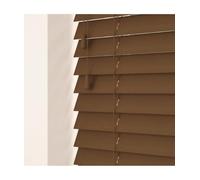 50mm Slat Dark Oak Real Wood Venetian Blind With Strings 120cm Drop, 180cm