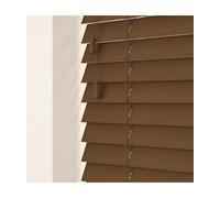 50mm Slat Dark Oak Real Wood Venetian Blind With Strings 120Cm Drop 185Cm Wide
