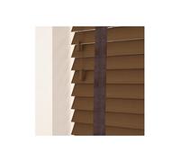 50mm Slat Dark Oak Real Wood Venetian Blind With Tapes 120Cm Drop 135Cm Wide