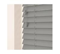 50mm Slat Light Grey Real Wood Venetian Blind With Strings 120cm Drop