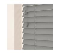 New Edge Blinds 50Mm Slat Light Grey Real Wood Venetian Blind With Strings 120Cm Drop 50Cm Wide, Grey