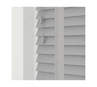 50mm Slat Light Grey Real Wood Venetian Blind With Tapes 120Cm Drop 45Cm Wide