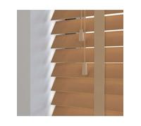 New Edge Blinds 50Mm Slat Light Oak Real Wood Venetian Blind With Tapes 120Cm Drop 175Cm Wide, Brown