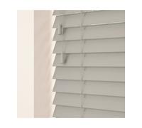 50mm Slat Pale Grey Real Wood Venetian Blind With Strings 120Cm Drop 135Cm Wide