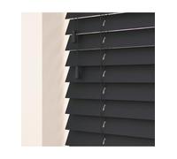 50mm Slat Slate Grey Real Wood Venetian Blind With Strings 120Cm Drop 45Cm Wide