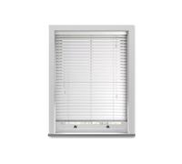 50mm Slat White Grained Faux Wood Venetian Blind With Strings 150Cm Drop - 150Cm