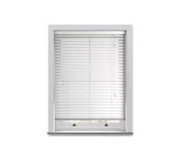 50mm Slat White Grained Faux Wood Venetian Blind With Strings 150cm Drop - 75cm