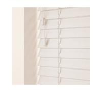 New Edge Blinds 50Mm Slat White Real Wood Venetian Blind With Strings 120Cm Drop 190Cm Wide, White