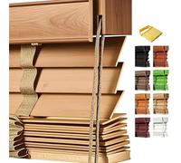 50mm Slats Wooden Venetian Blinds For Indoor Windows With Cleaner 40 60 80 100 120 140 160 180 200 215cm Cordless Blackout Shades Bamboo Blinds(Oak)