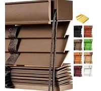 50mm Slats Wooden Venetian Blinds For Indoor Windows With Cleaner 40 60 80 100 120 140 160 180 200 215cm Cordless Blackout Shades Bamboo Blinds(Coffee)