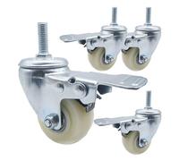 50mm Swivel Casters for Fur, M8/M10/M12, with/without Brake, Heavy-Du Nylon Replacement Wheels, 4 Pieces, Smooth Rolling, Ideal for Easy li
