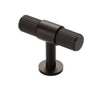 (50mm T-Bar Knob) Matt Black Reeded Cabinet Knob 18mm 320mm Handle