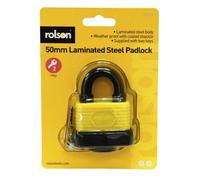 50mm Weatherproof Heavy Duty Laminated Steel Padlock Key Shed Door Rolson 66514