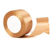 50mm Wide Champagne Gold Ribbon for Gift Wrapping, Thick Gold Christmas Satin Ribbon for Present Wrapping, Wedding, Car Cake Bow, Bouquet, Crafting Decoration