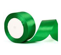 50mm Wide Green Satin Ribbon for Gift Wrapping - Thick Christmas Ribbon for Presents, Weddings, Cakes, Bows, Bouquets & Crafts