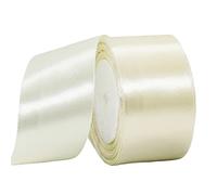 50mm Wide Ivory Ribbon Thick Cream Wedding Car Ribbon 22m, 2 inch Thick Off White Satin Ribbon for Gift Wrapping Wedding Christmas Birthday Cake Hair Bow Florist Bouquet Crafts Decorations