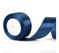 50mm Wide Navy Satin Ribbon - Thick Dark Blue Wedding Car Ribbon, 2 Inch Thick for Gift Wrapping, Hair Bows, Cake Present Wrapping, Bouquet Crafting, Wedding Car Decoration