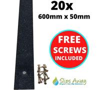 50mm Wide Non-Slip Anti-Skid Decking Strips - Safety And Style For Outdoor Space - Black - Slips Away - 600mmx50mm - X20 Pcs