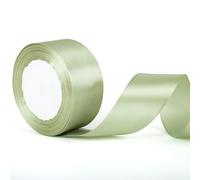 50mm Wide Sage Green Satin Wedding Car Ribbon, 2 Inch Thick for Gift Wrapping, Bows, Cakes, Presents, Bouquets, Crafting, Wedding Cars