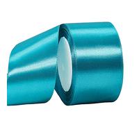 50mm Wide Teal Blue Satin Ribbon - 22m, 2 Inch Thick Peacock Blue Ribbon for Wedding Car, Cake, Gift Wrapping, Hair Bow, Florist Bouquet, Craft Decoration