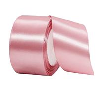 50mm Wide Thick Bean Pink Ribbon for Gift Wrapping,22m 2Inch Large Fabric Satin Ribbon Pink Bow for Gift Wrapping,Ribbons for Crafting,Hair,Bouquets,Wedding Car,Presents,Cake,Christmas Decorations