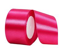 50mm Wide Thick Hot Pink Ribbon for Gift Wrapping,22m 2Inch Large Fabric Satin Ribbon Rose Bow for Gift Wrapping,Ribbons for Crafting,Hair,Bouquets,Wedding,Car,Presents,Cake,Christmas Decorations