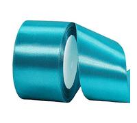 50mm Wide Thick Peacock Blue Ribbon for Gift Wrapping,22m 2Inch Large Fabric Satin Ribbon Blue Bow for Gift Wrapping,Ribbons for Crafting,Bouquets,Wedding,Car,Presents,Cake,Christmas Decorations