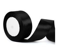 50mm Wide Thick Satin Ribbon - Black, 2 Inch Thick for Gift Wrapping, Hair Bow, Cake, Halloween, Present Wrapping, Bouquet, Crafting, Wedding Decoration