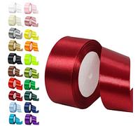 50mm Wide Wine Red Ribbon for Crafting,22M 2Inch Burgundy Red Solid Fabric Large Thick Ribbon Double Sided Satin Ribbons Decorative Ribbonfor Gift Wrapping Wedding Car Sewing Floral Xmas Presents