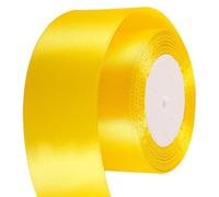 50mm Wide Yellow Ribbon Thick Helloween Satin Ribbon 22m, 2 inch Thick Yellow Ribbon for Gift Wrapping Wedding Car Halloween Xmas Birthday Cake Hair Bow Florist Bouquet Crafts Decorations