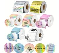 50mm x 1.64ft Holographic Thermal Label Paper for Phomemo M220/M110/M108 - Colorful Adhesive Stickers with Festive Designs 1Roll-Pink