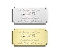 50mm x 100mm, Custom Elegant Engraved Plate, Personalized Memorial Plaque, Brushed Stainless Steel or Brass Laser Engraved Name Plates with Adhesive Backing or Screws, Notched Corner (Silver, Gold)
