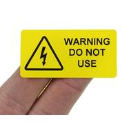 50mm x 25mm, Printed Black on Yellow, Electrical Warning Labels with Strong Permanent Adhesive. 500 per roll. (Do not use)