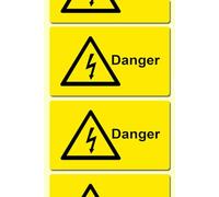 50mm x 25mm, Printed Black on Yellow, Electrical Warning Labels with Strong Permanent Adhesive. 500 per roll. (Danger)