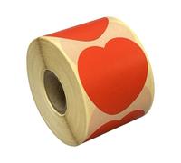 50mm x 50mm Red Heart Shaped Labels, 2 Rolls / 500 per roll, Permanent Adhesive, Compatible with Zebra, Citizen, Munbyn, TSC, etc Label Printers (50mm x 50mm, 2, Count)