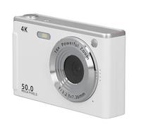 50MP 4K Compact Camera, 16X Zoom Digital Camera with Autofocus, Anti Shake, Fill Light for Photography, Kids, Student (White)