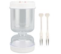 50oz Pickle Jar with 2pcs Forks, Kimchi Pickles (18x9cm) Dry Wet Depart Design for Olives, Maraschino Cherries, Jalapenos