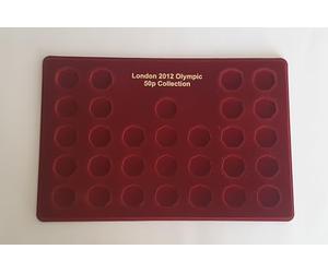 50p Coin Shape Tray with Clear Plastic Cover Fifty Pence 30 Spaces Storage Olympic 2012 London Coins Collection Holder