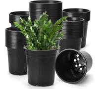 50Pack 1 Gallon Flexible Plant Nursery Pots, 16 cm Diameter Soft Plastic Seedling Pots, Seed Starting Pot Flower Plant Container for Succulents, Cuttings, Transplanting Seedlings - Black