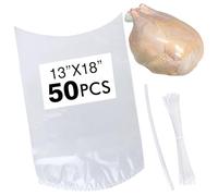 50Pack 13x18 Inches Poultry Shrink Bags, chicken bag, Clear Poultry Heat Shrink Wrap Freezer With 50 Zip Ties, a Silicone Straw for Chickens, Rabbits