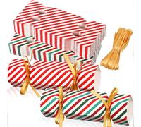 50Pack Christmas Crackers, Make Your Own Christmas Crackers Set, No Snap Party Table Favor with Snowflake/Strip Design, Xmas Party Cracker Candy Paper Boxes, Christmas Holiday Dinner Traditions (B)
